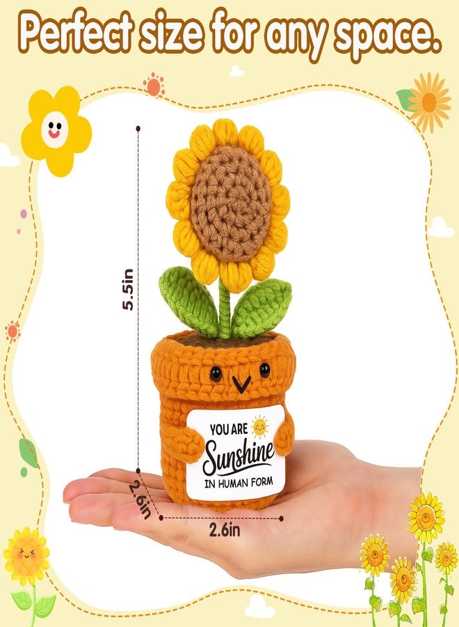 Frabaca Positive Mini Crochet Sunflower Christmas Desk Decor - You Are Sunshine - Appreciation Gift for Coworker, Teacher, Friend, Employee - Encouragement Plush for Office, Birthday, Thanksgiving - Image 5